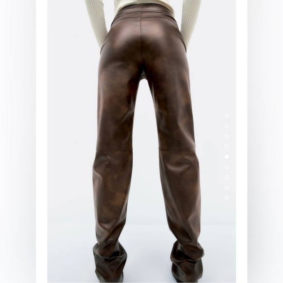 Zara faux leather high waisted pants with pockets - Picture 5 of 11